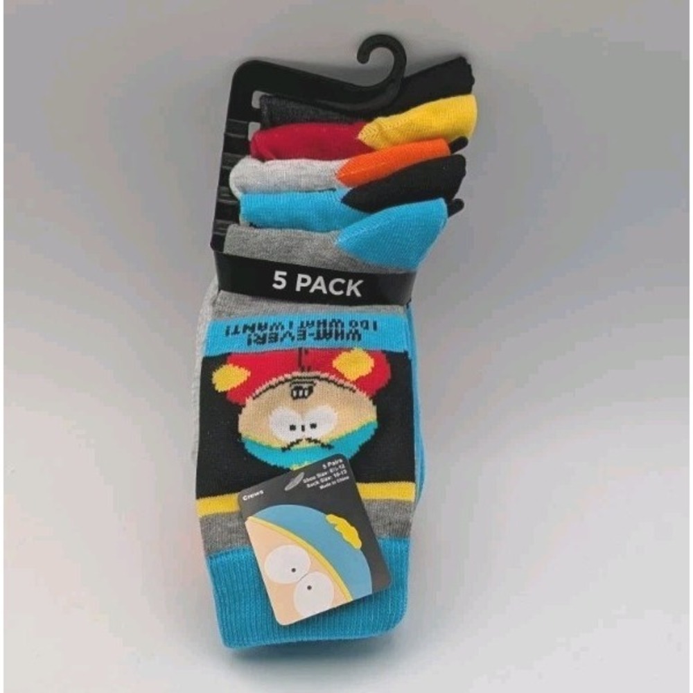 South Park 5 Pair Crew Socks Men's Shoe Size 6.5-12 Sock Size 10-13 Novelty NEW